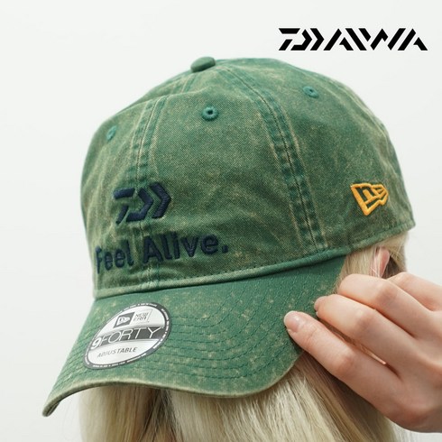 다이와 뉴에라 콜라보 빈티지 캡 DC-5214NK 데님 워싱 모자, 실란트로 그린