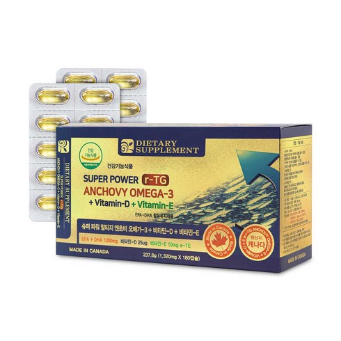 내츄럴365 슈퍼파워 rTG 엔초비 오메가3 비타민D 비타민E 237.6g, 180정, 1개