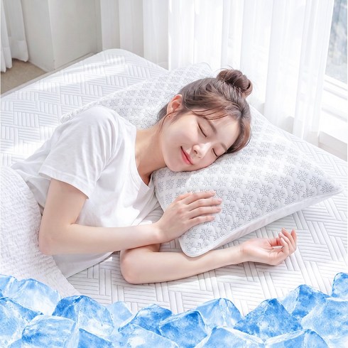 KURUA 100% 냉감 베개 여름 쿨 베개, 화이트_눈송이