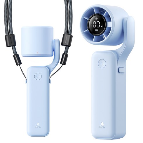 Aecooly 휴대용 선풍기 미니 무선 목걸이 선풍기 초경량 냉각 포켓 대용량 3500mAh 넥밴드 고속 회전 선풍기, 블루, PF04