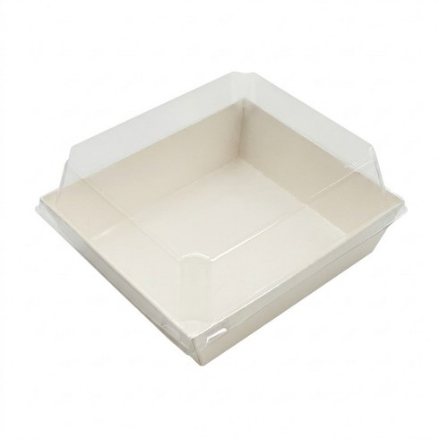 높은 뚜껑 크라프트 뚱 샌드위치 용기 + PET 뚜껑, 50개, 화이트, 1세트