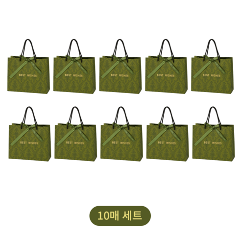 MISI 감성 고급 선물 쇼핑백 10P, 10개, 그린