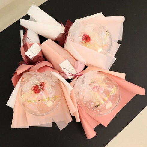 조아트 LED 꽃풍선 PVC 벌룬 플라워, 로즈레드L