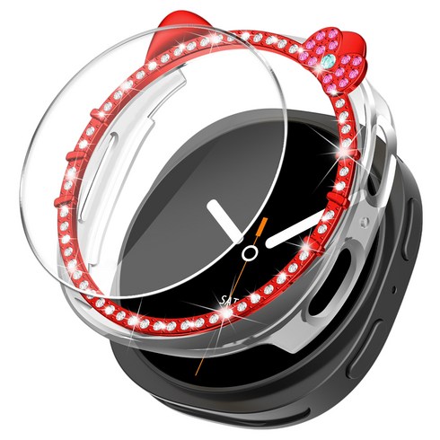 갤럭시워치9 8 호환 고양이 큐빅 케이스 보호커버 보호케이스 초경량 40mm 44mm, 1개, 레드