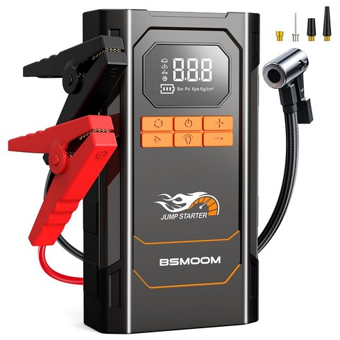 BSMOOM 4000A 자동차 점프스타터+에어펌프+대용량 보조배터리+12V 모든 차종 호환가능, 12400mAh, 1개