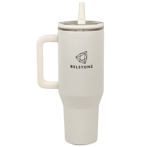 바이퀸 벨스톤 플립 보온 보냉 텀블러 대용량, 1개, 1200ml, 화이트