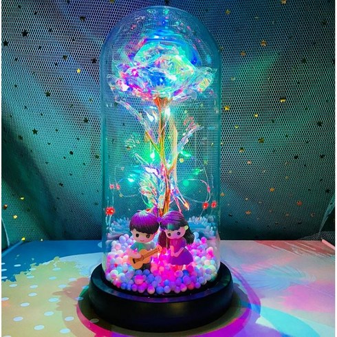 아르띠콜로 프로포즈 LED 홀로그램 장미 무드등, 기타치는남과여