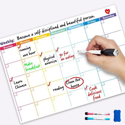 마벨인홈 마그네틱 자석 월별 스케줄 레인보우 화이트보드 세트, 코팅
