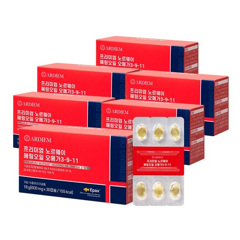 아르디엠 프리미엄 노르웨이 헤링오일 오메가 3-9-11 18g, 6박스, 30캡슐
