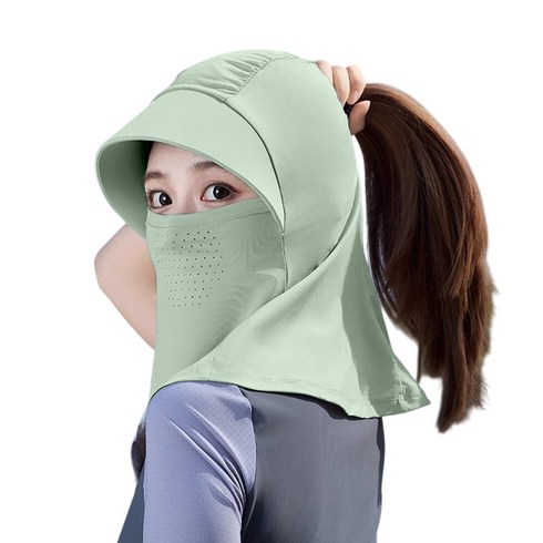 자외선차단 마스크 UV차단 쿨링 냉감 모자 일체형 얼굴 햇빛가리개, 1개, 카키