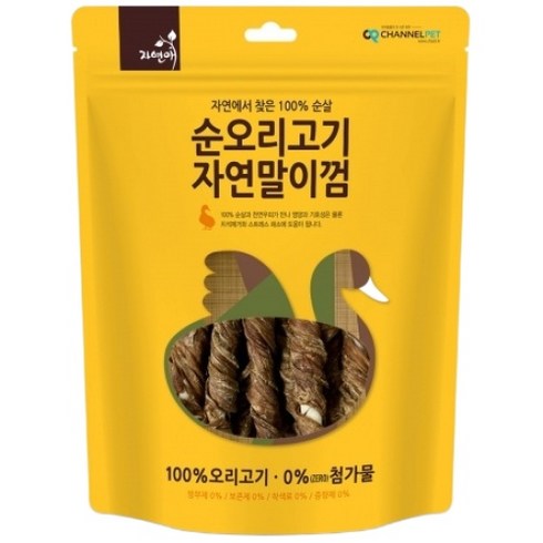 자연애채널펫 강아지 자연말이껌 건조간식, 오리고기맛, 200g, 1개