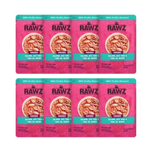 로우즈 슈레디드 연어 참치&참치오일 고양이 주식파우치 8p, 연어+참치, 69g, 8개