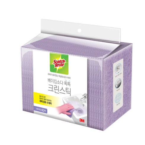 3M 스카치브라이트 베이킹소다 톡톡 크린 스틱 수세미 40매, 1개