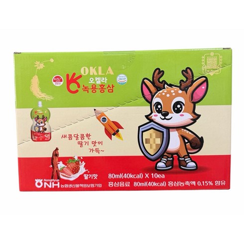 오켈라 튼튼쑥쑥 어린이 유아 녹용홍삼 딸기맛 0.8L, 1박스, 800ml