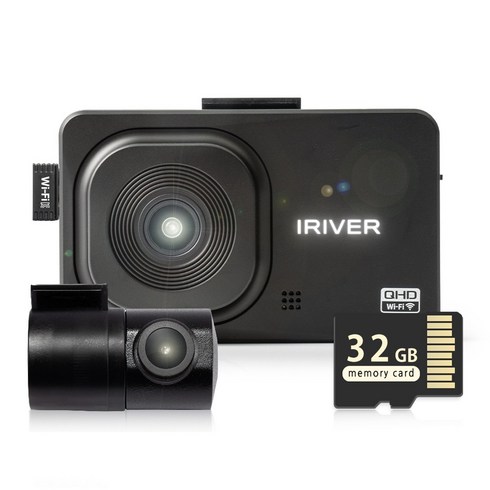 아이리버 2채널 QHD+FHD 초고화질 블랙박스 QF2 WiFi 스마트폰 연동지원, 32GB, WiFi 동글이 + GPS 안테나