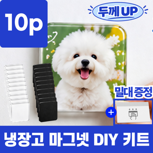 착붙 꽝카드 포토 DIY 리폼 아크릴 냉장고 자석 마그넷, 정사각형 10개