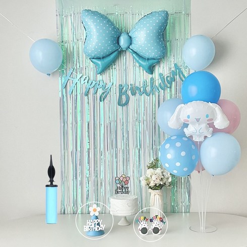 연지마켓 시나모롤 산리오 생일풍선 파티세트, 블루기본세트