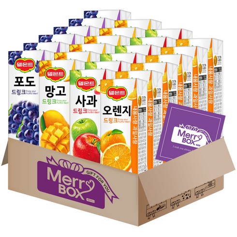 [델몬트] 포도8+망고8+오렌지8+사과8+메리박스 메세지카드, 190ml, 1박스