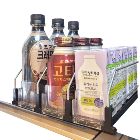 루미에르 냉장고정리 음료수 맥주 캔 정리 디스펜서 트레이, 블랙, 1개