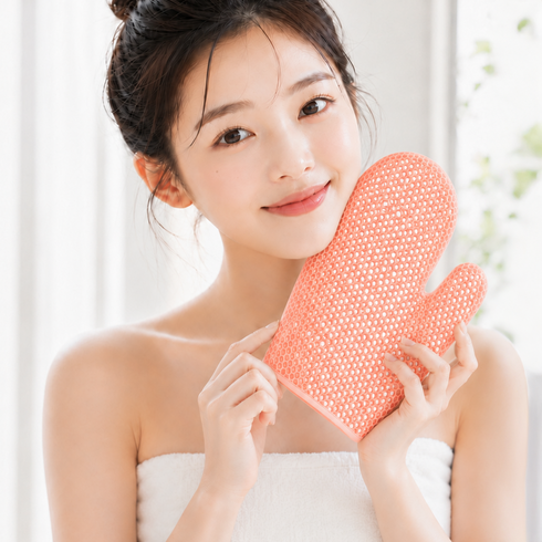 에츠원 샤워글러브 장갑 샤워타올 tpu 실리콘 샤워글로브 목욕 바디 타올 샤워타월, 피치 글러브, 1개, 1개입