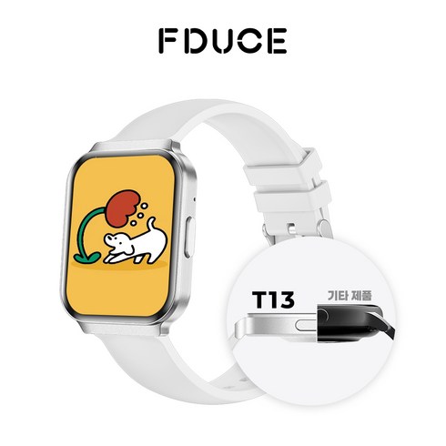 FDUCE 초슬림 통화가능 스마트워치 T13 운동 워치 한글판 웨어러블 GPS 1.75인치 t13, 블루투스, 4.445cm, fduce T13 실버