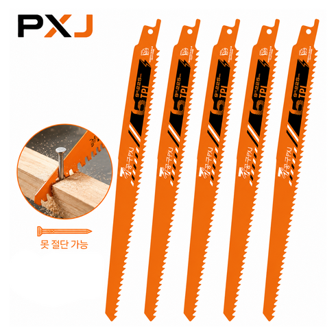 공구PXJ 목재 못박힌 목재용 컷쏘날 9인치 6TPI 왕복톱날, 5개