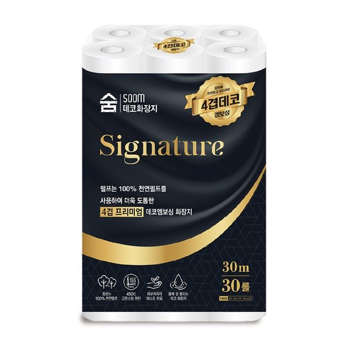 숨 시그니처 화장지 4겹, 30m, 30개입, 1개