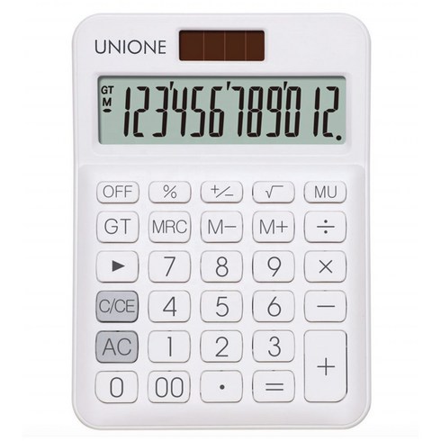 유니원 칼라계산기 DC-108N 핑크/화이트/블루/블랙/탁상용계산기, 화이트, 1개