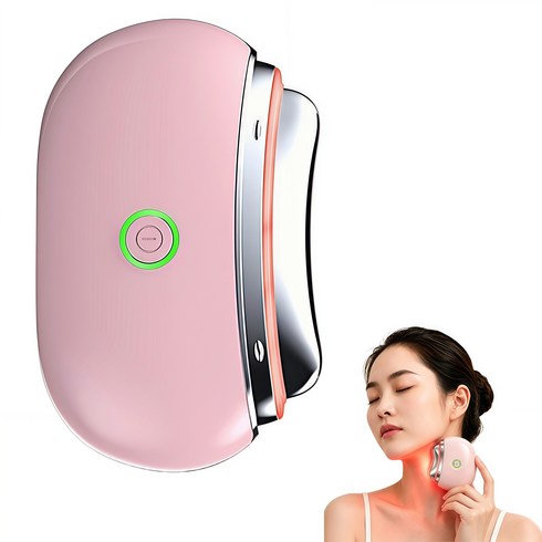 믹스알리 온열 EMS 얼굴 바디 괄사 마사지기 홈케어 마사지기 미니 뷰티 디바이스 피부 케어, 01 핑크색, 단품
