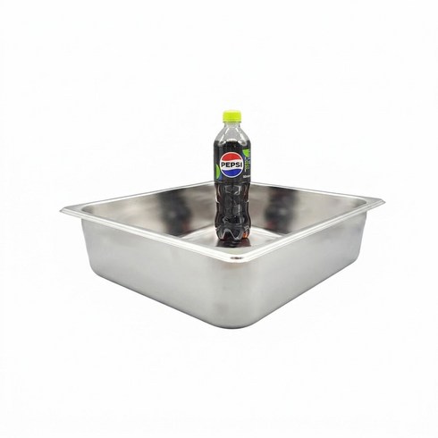 304 NSF식품 승인 사각 견고한 업소용 냉장고 반찬 스텐 밧드 바트, 1개, 2/3 (325x350mm) × 높이 10cm 몸체만
