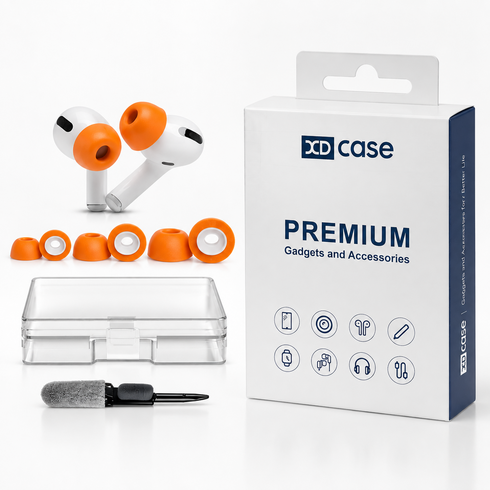 XDcase 에어팟 프로 1/2용 메모리폼 이어팁 3쌍 교체 키트, 1세트, 오렌지