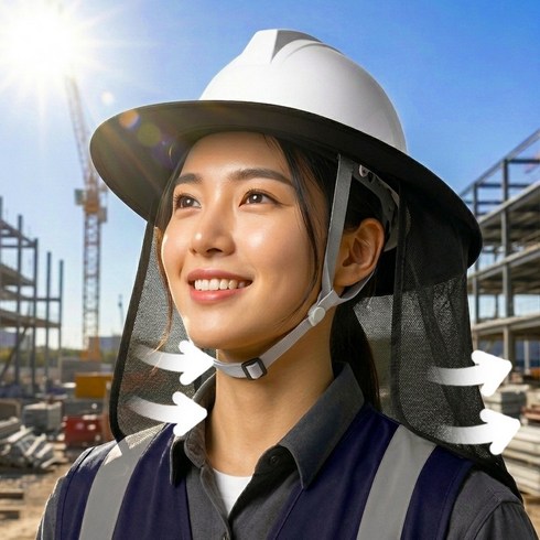 소미온 안전모 햇빛가리개 썬캡 그늘막 자외선차단 메쉬 쿨링 통풍, 1개, 쿨블랙