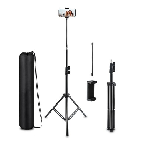 195cm 스마트폰 거치대 삼각대 구스 목 파이프 360 각도 조절 가능, 1세트, 블랙, SJZJRG3501