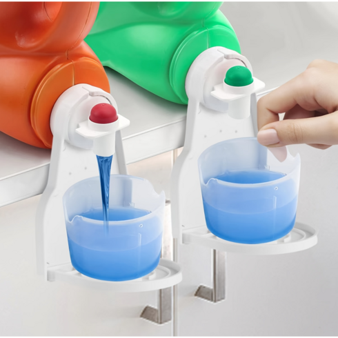 대용량 세제통 거치용 세탁세제 디스펜서 컵 거치대 2P세트, 2개, 화이트