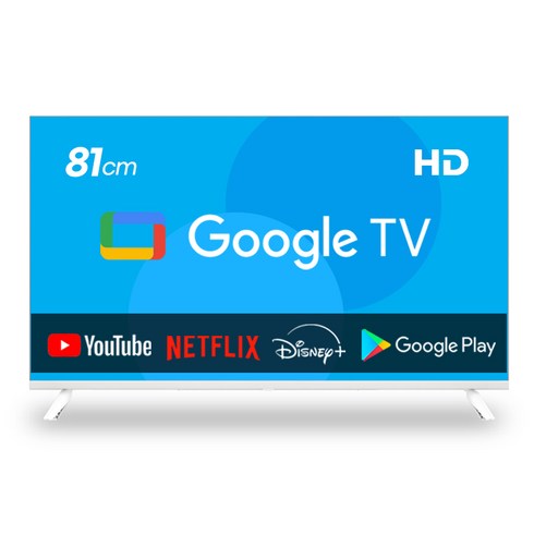 이브이 32인치 81cm HD 스마트 구글TV 화이트 LG패널 에너지효율 1등급, 32인치 HD 구글TV 화이트, 스탠드형, 고객직접설치