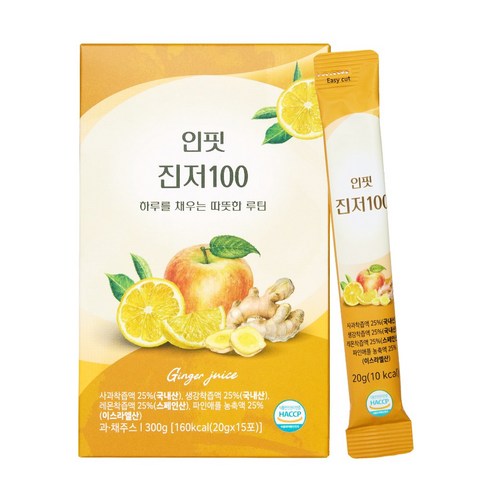 환절기 면역엔 인핏 진저100 유기농레몬 생강 사과착즙액 파인애플농축액, 1박스, 300g