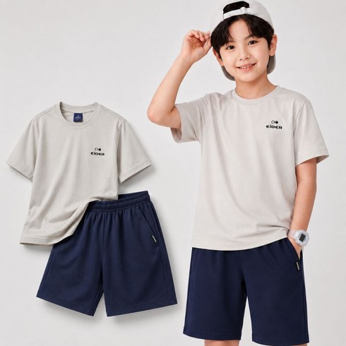 [백화점배송] 아이더 EIDER 키즈 남아 여아 공용 반팔티 반바지 키즈 상하복 세트