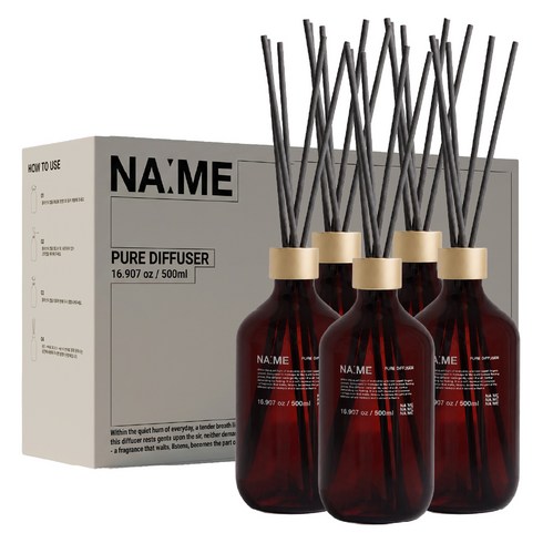 나메 대용량 프리미엄 디퓨저 스틱 세트, 5개, 500ml, 웜 코튼