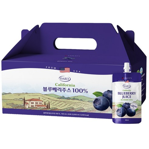 바이퀸 델리오 100% 블루베리 주스 즙 원액, 30개, 100ml