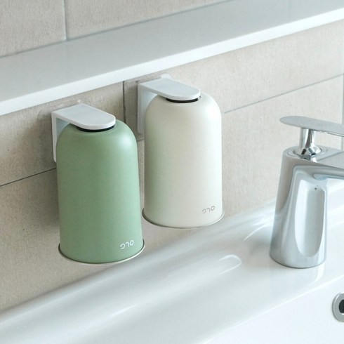 올지 SUS 304 자석 거꾸로 양치컵 세트 무타공, 화이트+거치대 2종세트