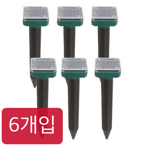 두장군 두더지 퇴치기 태양광 야생동물 쥐 뱀 초음파 진동 퇴치기, 두장군 가성비세트(6개입)
