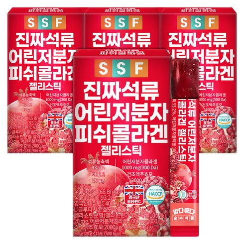순수식품 진짜 석류 저분자 콜라겐 젤리 스틱, 300g, 4개