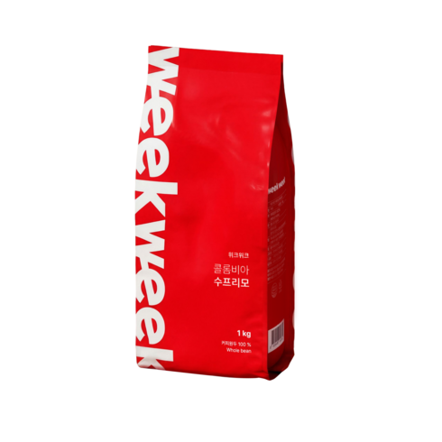 위크위크 콜롬비아 수프리모 원두 커피 홀빈, 1개, 1kg, 홀빈(분쇄안함)