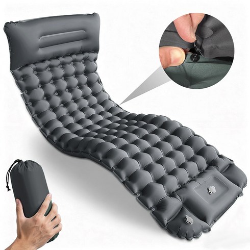 휴대용 10CM 1인용 에어매트 넓은 가정용 캠핑 여행 자충매트, 그레이