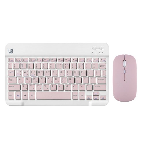 UB BK1 블루투스 무선 미디움 키보드+마우스 set, 키보드_핑크, 키보드: UB-BK1, 마우스: UB-BM1, 마우스_핑크