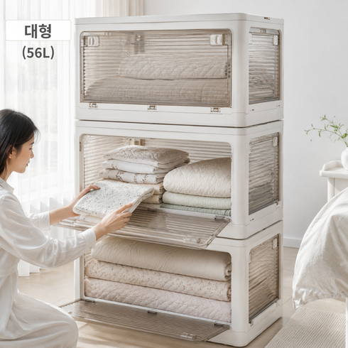 솔로스 특대형 5방향 오픈형 폴딩박스 접이식 리빙박스 캠핑박스, 블루, 대형(56L), 1개