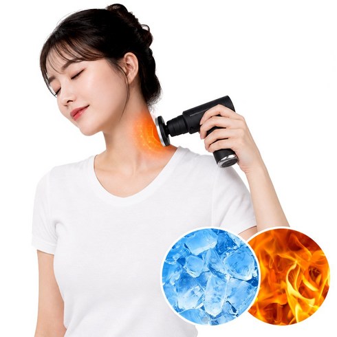라이프엠디 냉온열 무선 미니 마사지건 어깨 전동 머슬건 헤드 6종 세트, 블랙, LMD564B