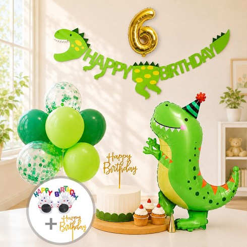공룡풍선 생일파티세트 두돌생일상, 숫자풍선 6