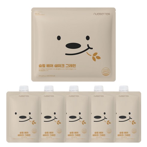 뉴베러 슬림 베어 단백질 쉐이크 파우치, 5개, 40g