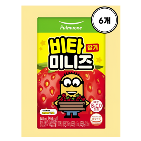 풀무원 비타미니즈 딸기, 6개, 140ml
